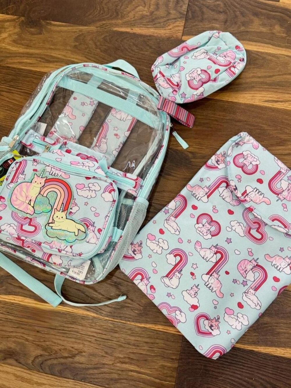Unicorn Kitty Backpack Set w/ Tablet Laptop Case Lunch Box Accessory Bag NWT